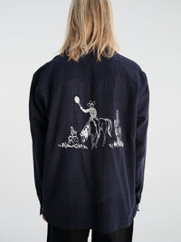 Palmes - Western Camp Collar Shirt in Navy