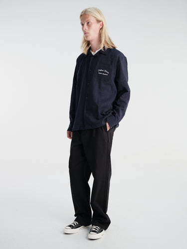 Palmes - Western Camp Collar Shirt in Navy