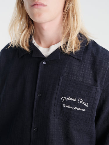 Palmes - Western Camp Collar Shirt in Navy