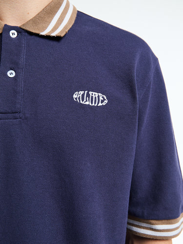 Palmes - Oval Pique Polo in Dark Blue