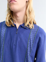 Palmes - Lace Longsleeved Zip Polo in Blue