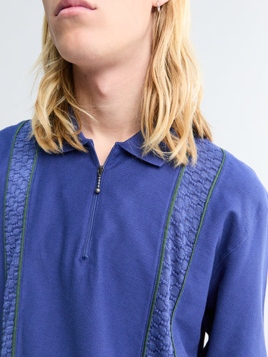 Palmes - Lace Longsleeved Zip Polo in Blue