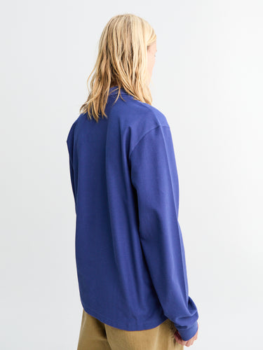 Palmes - Lace Longsleeved Zip Polo in Blue