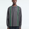Palmes - Lace Long-sleeve Zip Polo in Charcoal