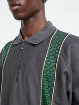 Palmes - Lace Long-sleeve Zip Polo in Charcoal