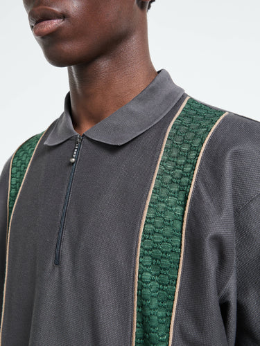 Palmes - Lace Long-sleeve Zip Polo in Charcoal