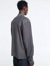 Palmes - Lace Long-sleeve Zip Polo in Charcoal