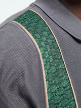 Palmes - Lace Long-sleeve Zip Polo in Charcoal