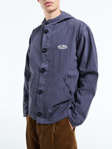 Palmes - Herringbone Hooded Jacket in Dark Blue