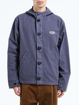 Palmes - Herringbone Hooded Jacket in Dark Blue