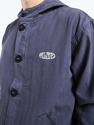 Palmes - Herringbone Hooded Jacket in Dark Blue