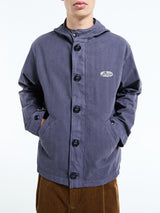 Palmes - Herringbone Hooded Jacket in Dark Blue
