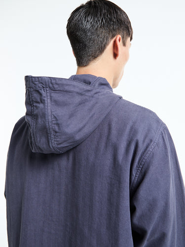 Palmes - Herringbone Hooded Jacket in Dark Blue