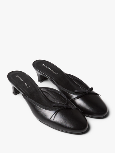 black dress mules shoes Handmade Black Leather Mules, Croc Embossed Pointed Flats