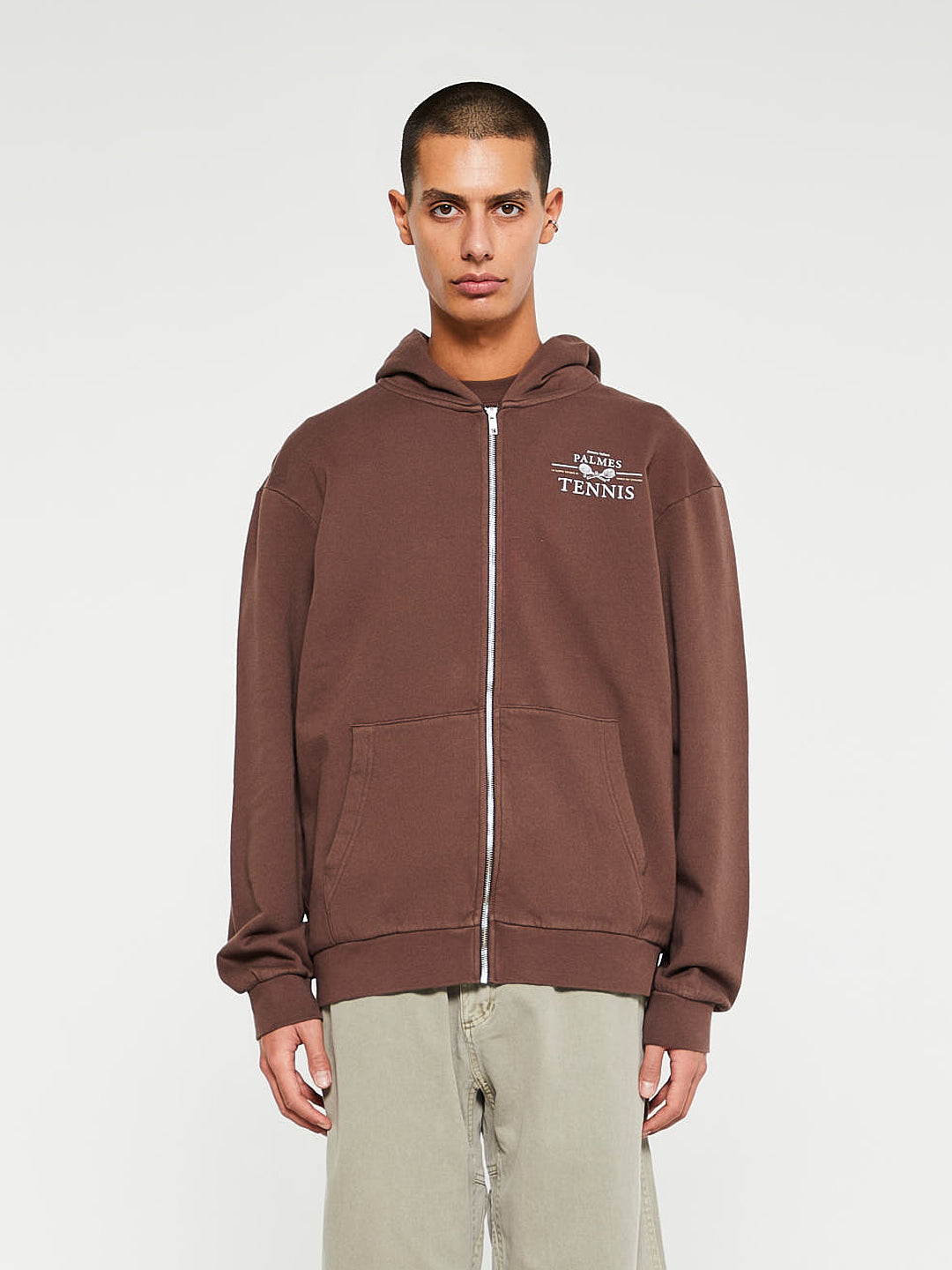 Palmes - Vichi Zip Hooded Sweatshirt in Brown