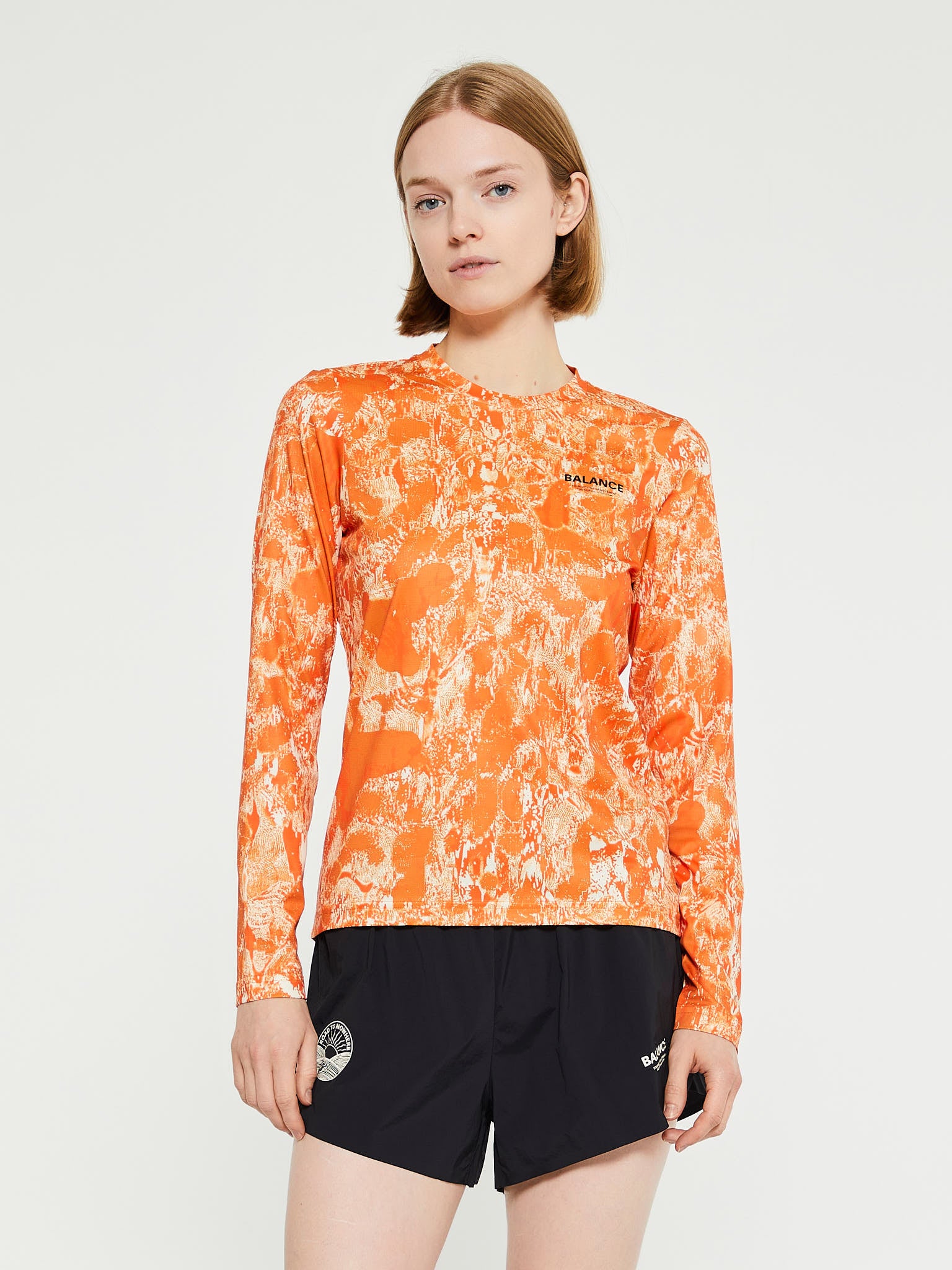 Pas Normal Studios - Women's Balance Long Sleeve T-Shirt in Orange AOP