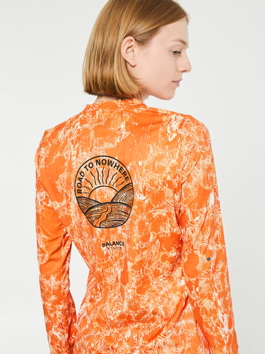Pas Normal Studios - Women's Balance Long Sleeve T-Shirt in Orange AOP