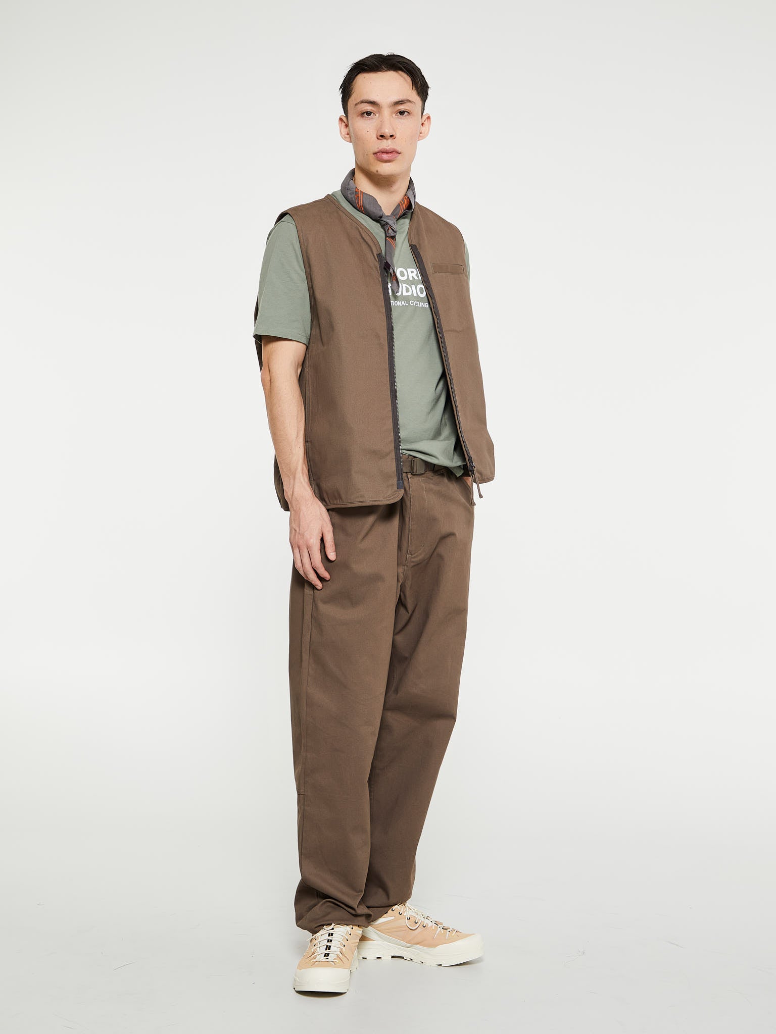 Off-Race Cotton Twill Pants in Brown