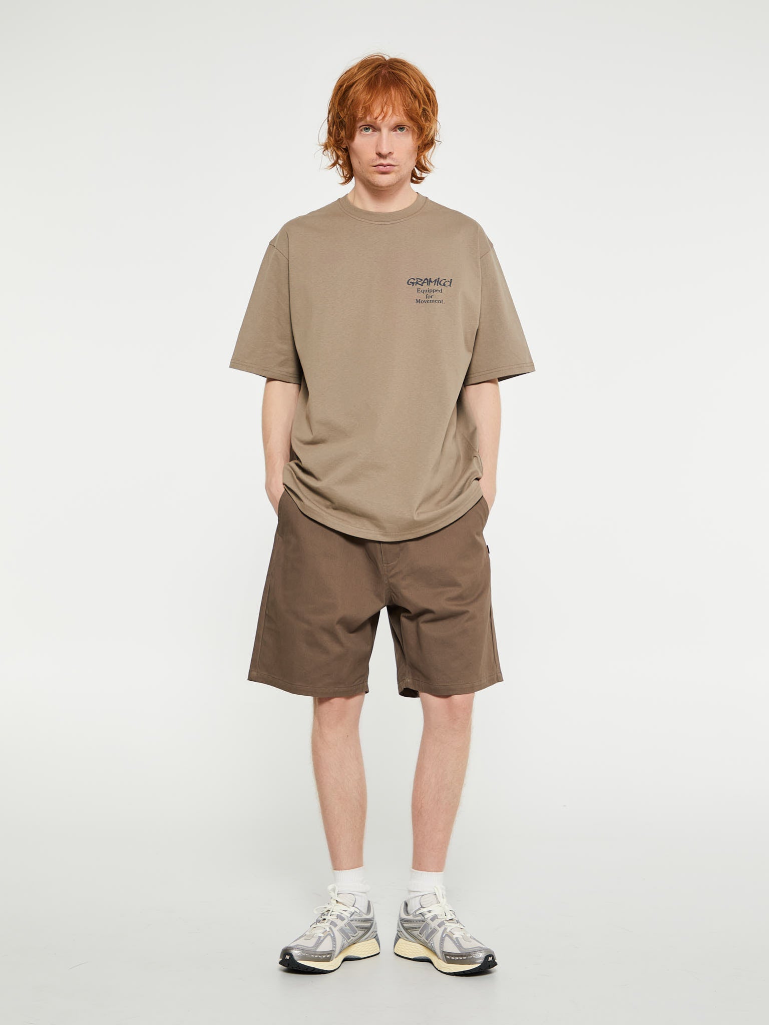 Off-Race Cotton Twill Shorts in Brown