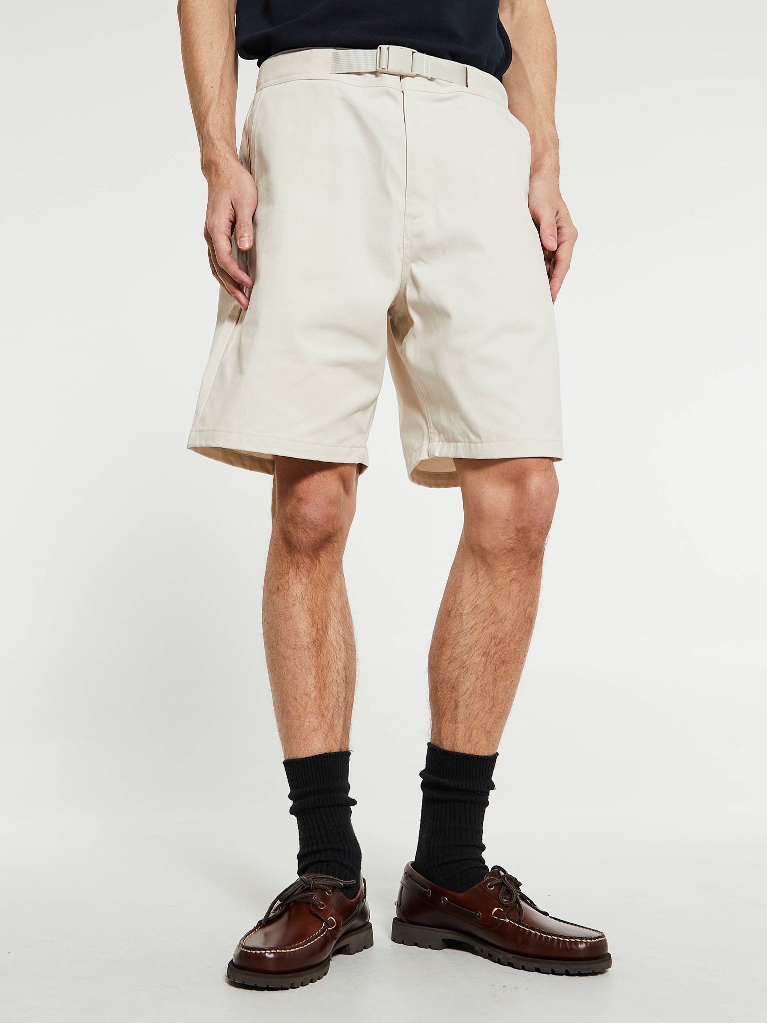 Pas Normal Studios - Off-Race Cotton Twill Shorts in Limestone