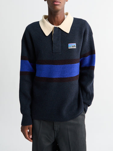 Patagonia - Recycled Wool-Blend Rugby Sweater in Sunken Blue