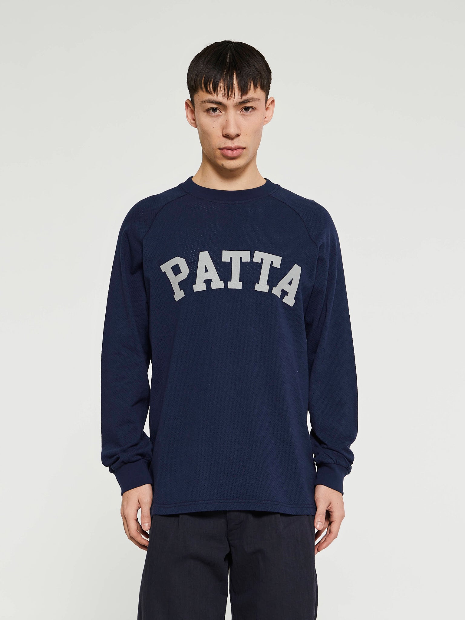 Patta - Arc Logo Mesh Longsleeve Jersey in Black Iris