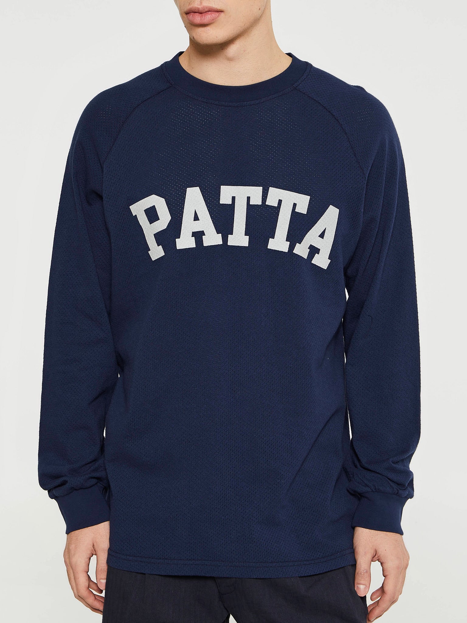 Patta - Arc Logo Mesh Longsleeve Jersey in Black Iris