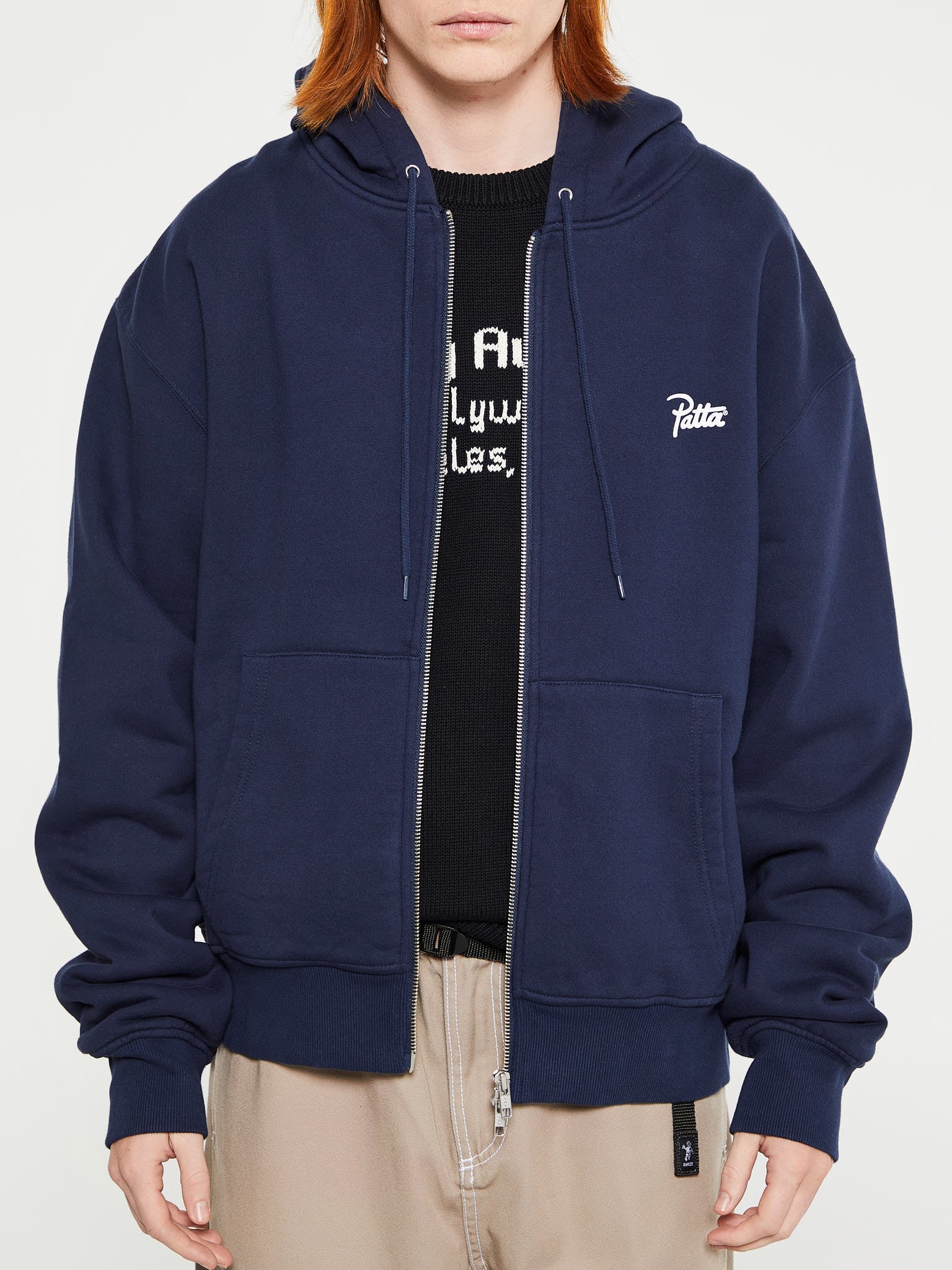 Patta - Classic Zip Up Hooded Sweater in Navy