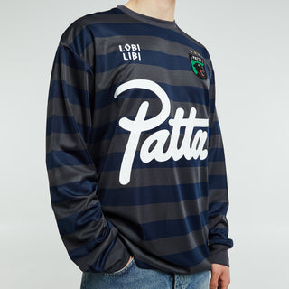 Patta - Striped Longsleeve Football Jersey in Forged Iron