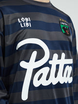 Patta - Striped Longsleeve Football Jersey in Forged Iron