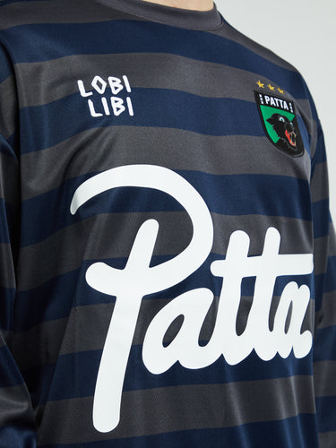 Patta - Striped Longsleeve Football Jersey in Forged Iron