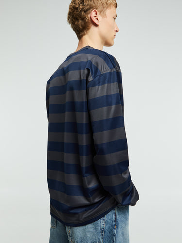 Patta - Striped Longsleeve Football Jersey in Forged Iron