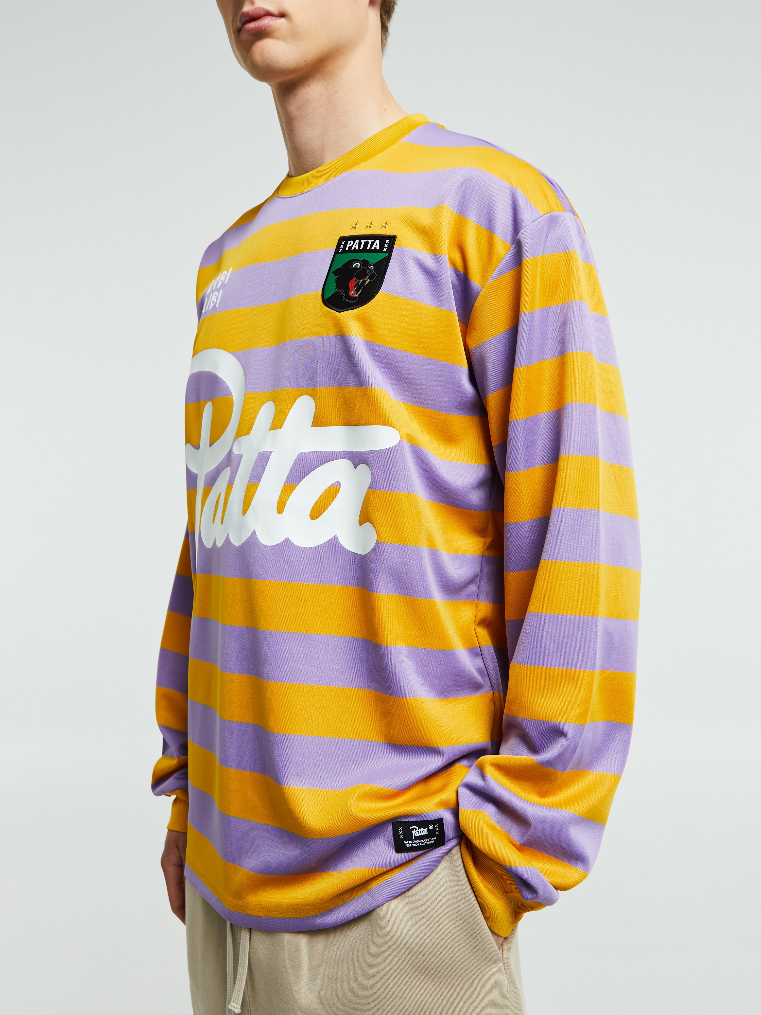 Patta - Striped Longsleeve Football Jersey in Chalk Violet
