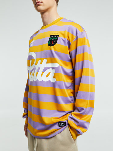 Patta - Striped Longsleeve Football Jersey in Chalk Violet
