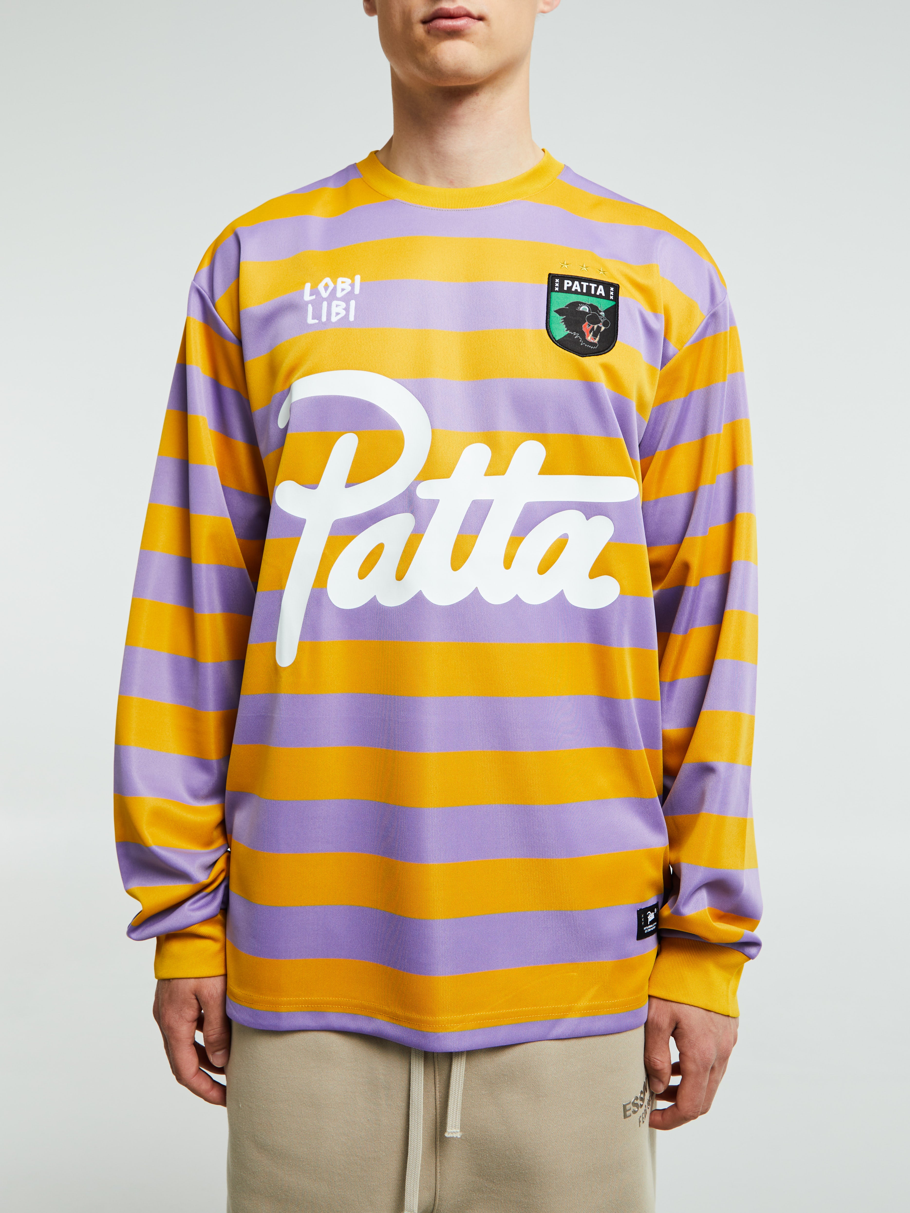 Patta - Striped Longsleeve Football Jersey in Chalk Violet