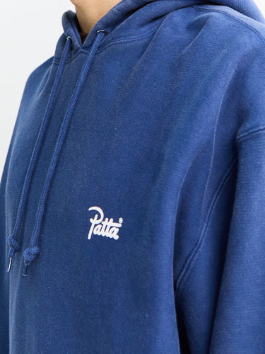 Patta - Classic Acid Washed Hooded Sweater in Estate Blue