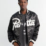 Patta - Script Logo Stain Varsity Jacket in Black