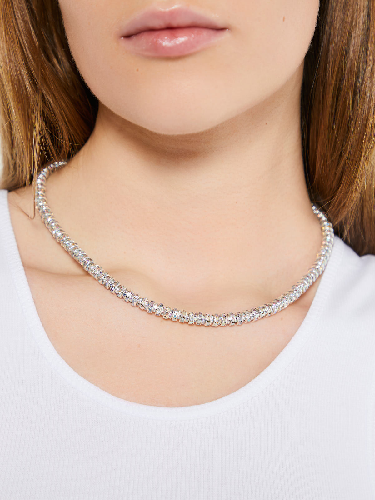 Skinny Diamond Necklace in Silver