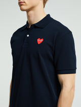 Comme des Garçons PLAY - Polo With Red Emblem in Navy