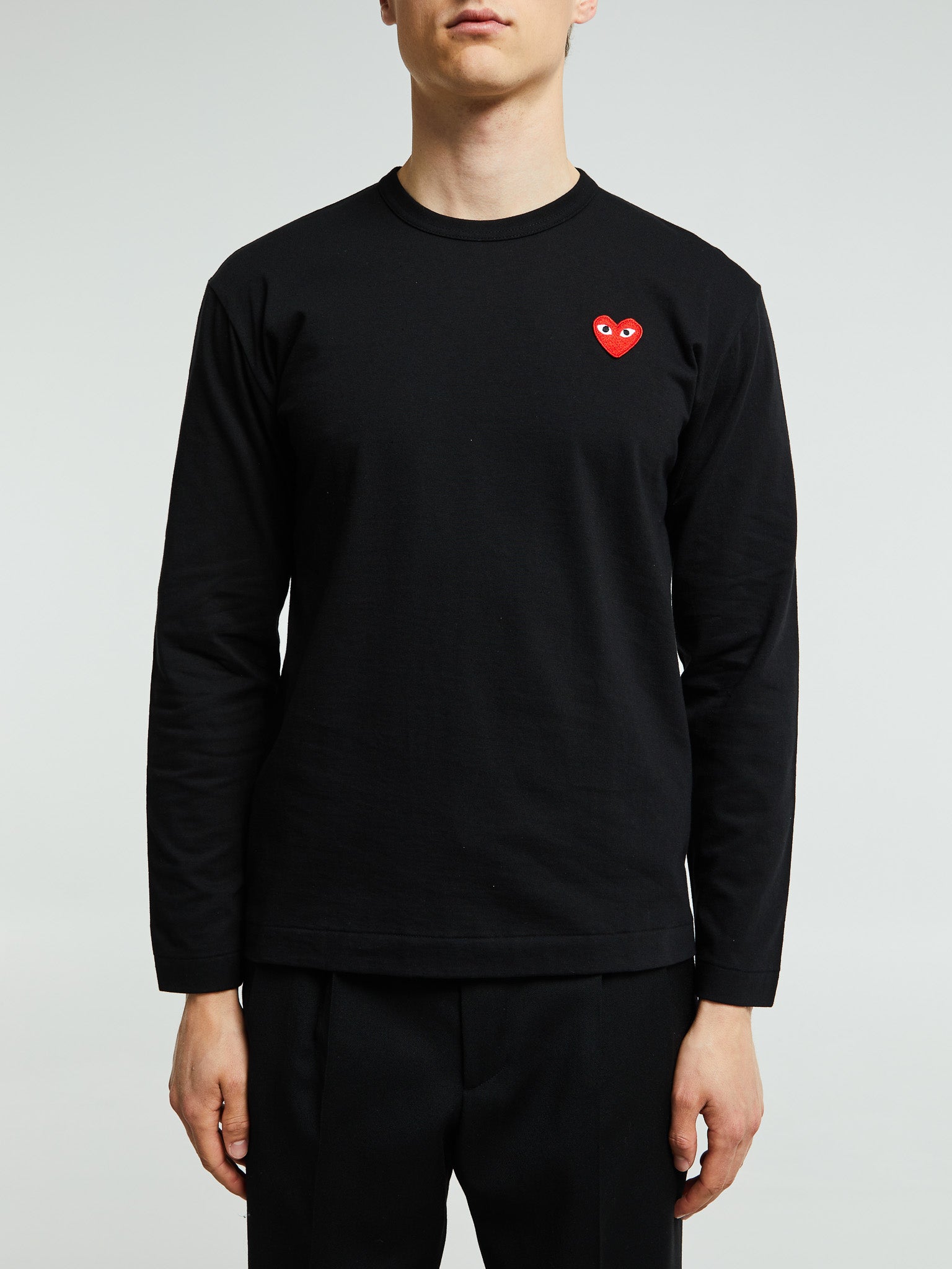 Comme des Garçons PLAY - Red Heart Longsleeved T-Shirt in Black