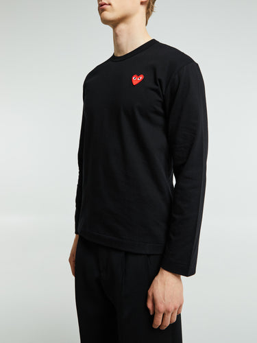 Comme des Garçons PLAY - Red Heart Longsleeved T-Shirt in Black