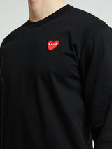 Comme des Garçons PLAY - Red Heart Longsleeved T-Shirt in Black
