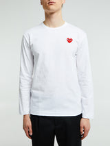 Comme des Garçons PLAY - Longsleeve T-Shirt With Red Emblem in White
