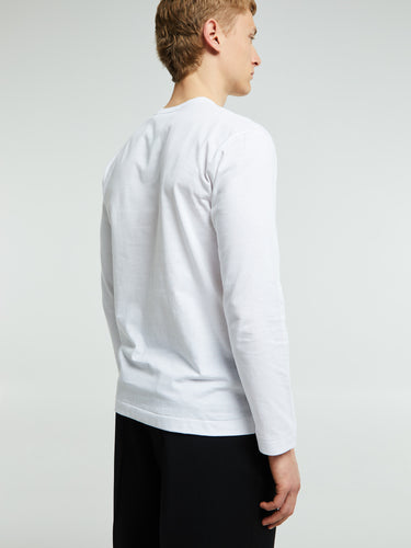 Comme des Garçons PLAY - Longsleeve T-Shirt With Red Emblem in White