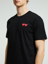Comme des Garçons PLAY - T-Shirt With Double Burgundy Emblem in Black