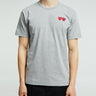 Comme des Garçons PLAY - T-Shirt With Double Burgundy Emblem in Grey