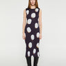 Pleats Please - Bean Dots Pleated Dress in Navy and White
