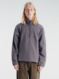 Pas Normal Studios - Off-Race Boiled Wool Half-Zip in Steel