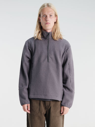 Pas Normal Studios - Off-Race Boiled Wool Half-Zip in Steel