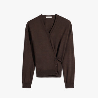 Lemaire - Twisted V Neck Cardigan in Dark Cacao